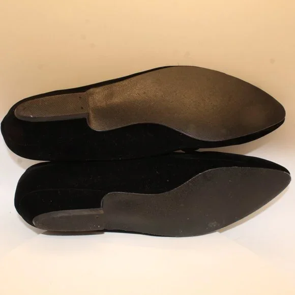 Beau Monde Women's Size 10 Black Velvet Button Embellishment Ballet Wedge Heels - Picture 8 of 10